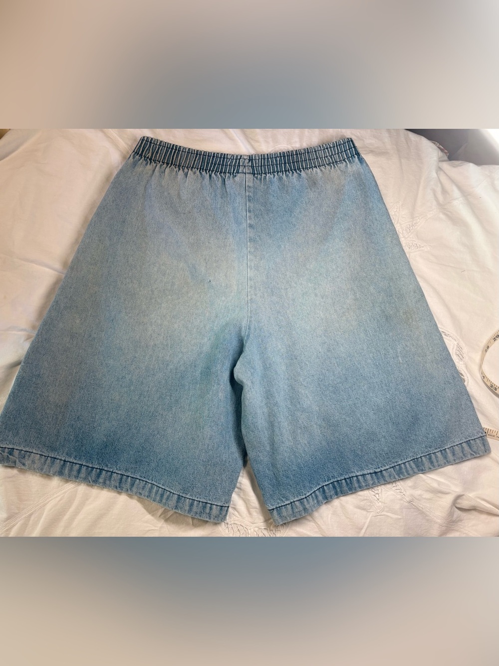 Vintage Season Ticket Light Wash Distressed Baggy Denim Jorts High Waist Long M - Picture 5 of 14